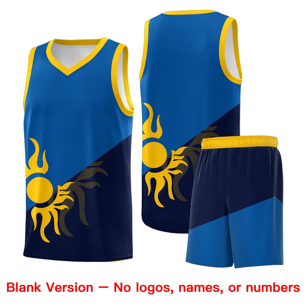 Custom Youth Basketball Jerseys - Royal Navy Sunburst Design Two Tone Uniforms
