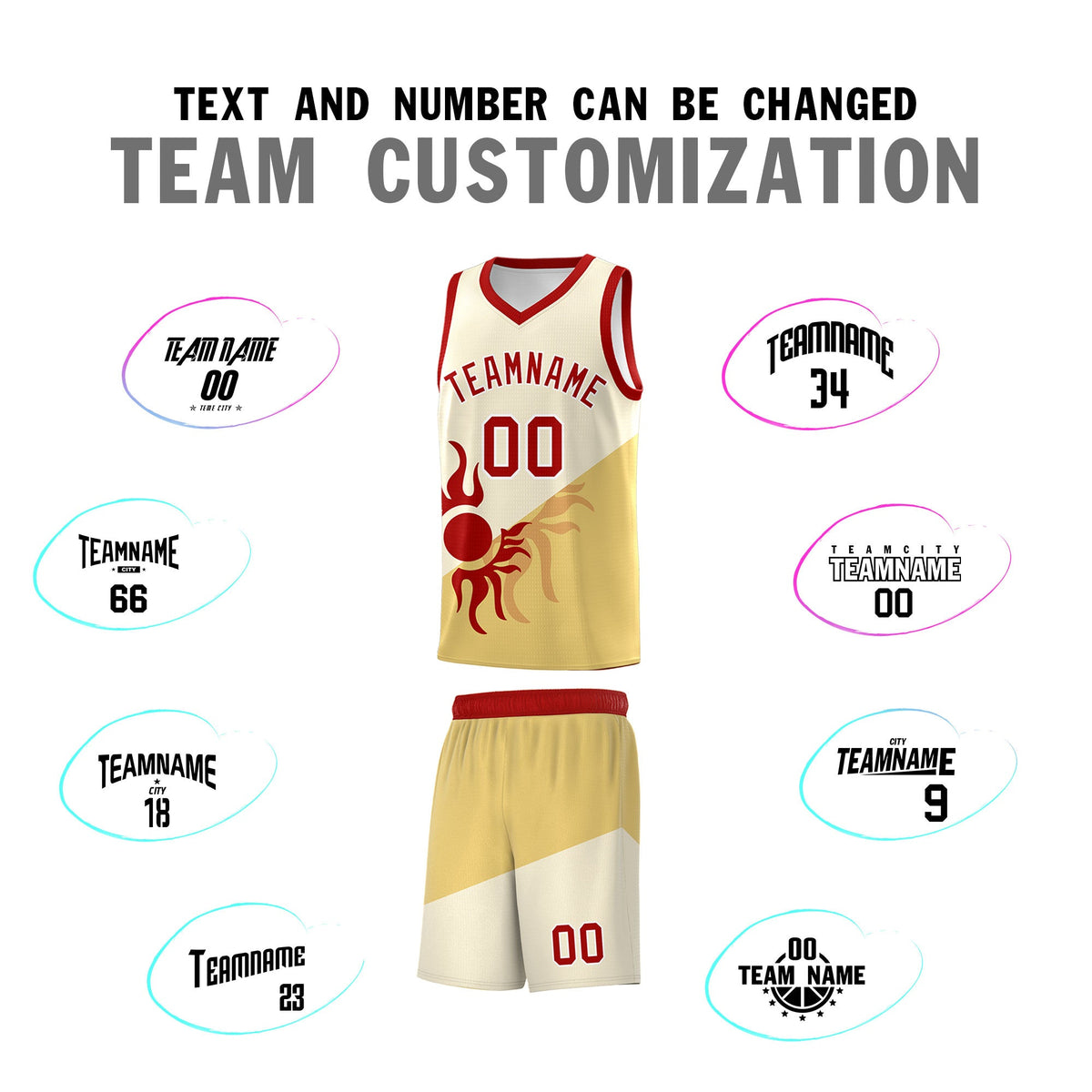 Custom Youth Basketball Jerseys - Cream Khaki Sunburst Design Two Tone Uniforms