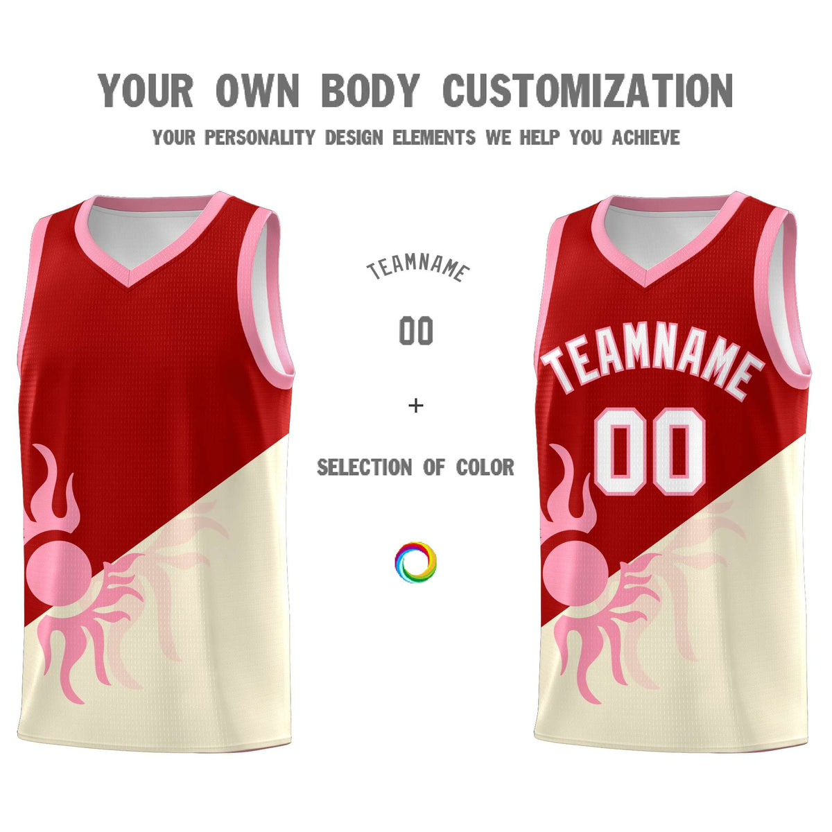 Custom Youth Basketball Jerseys - Red Light Khaki  Radiant Sun Design Two Tone Uniforms