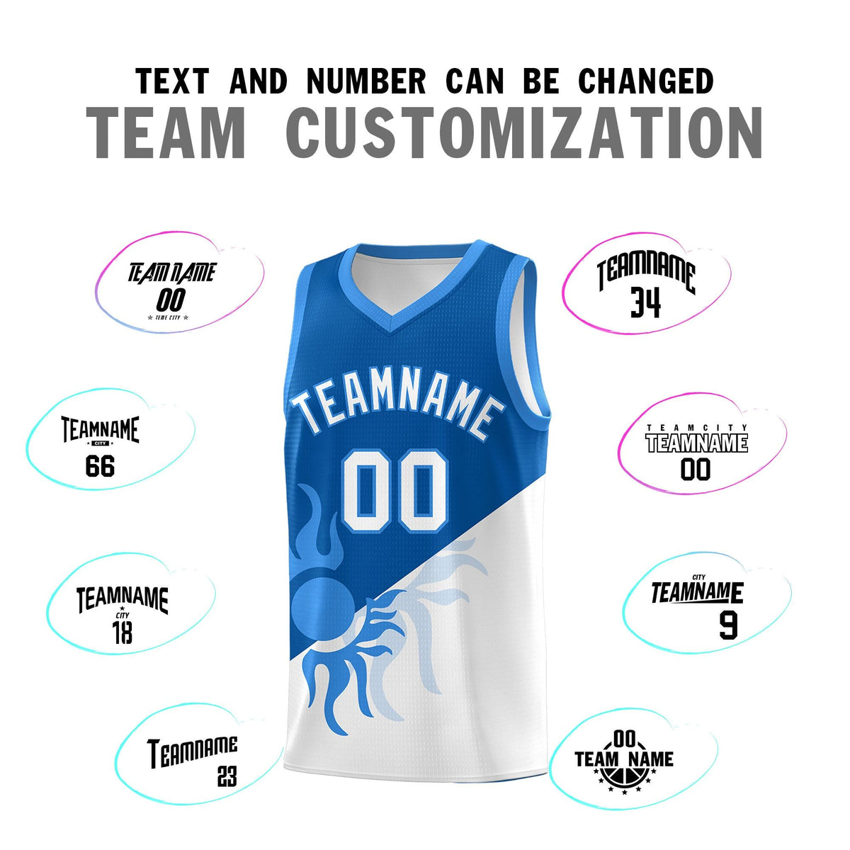 Custom Youth Basketball Jerseys - Royal White Radiant Sun Design Two Tone Uniforms