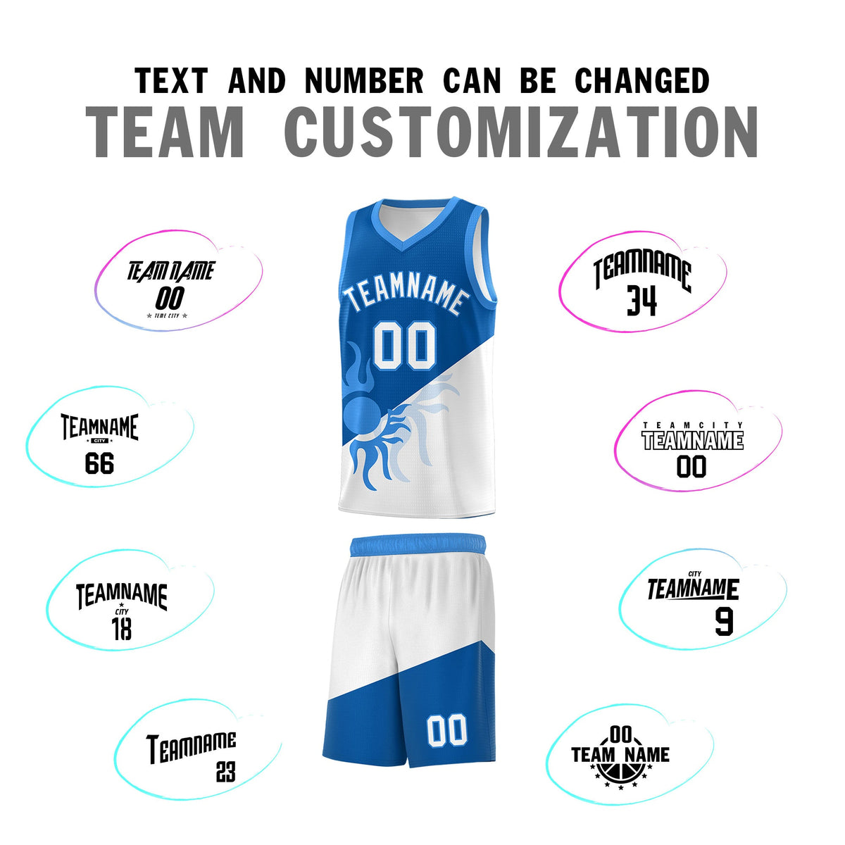 Custom Youth Basketball Jerseys - Royal White Radiant Sun Design Two Tone Uniforms