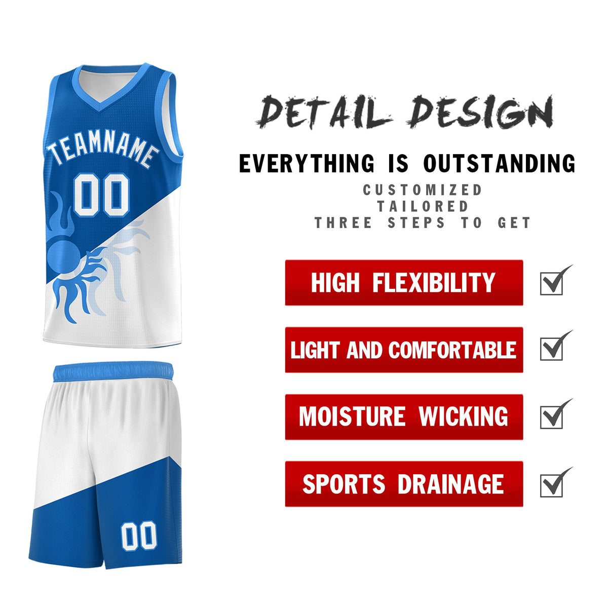 Custom Youth Basketball Jerseys - Royal White Radiant Sun Design Two Tone Uniforms