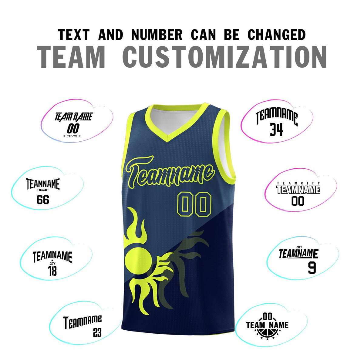 Custom Youth Basketball Jerseys - Navy Midnight Blue Sunburst Design Two Tone Uniforms