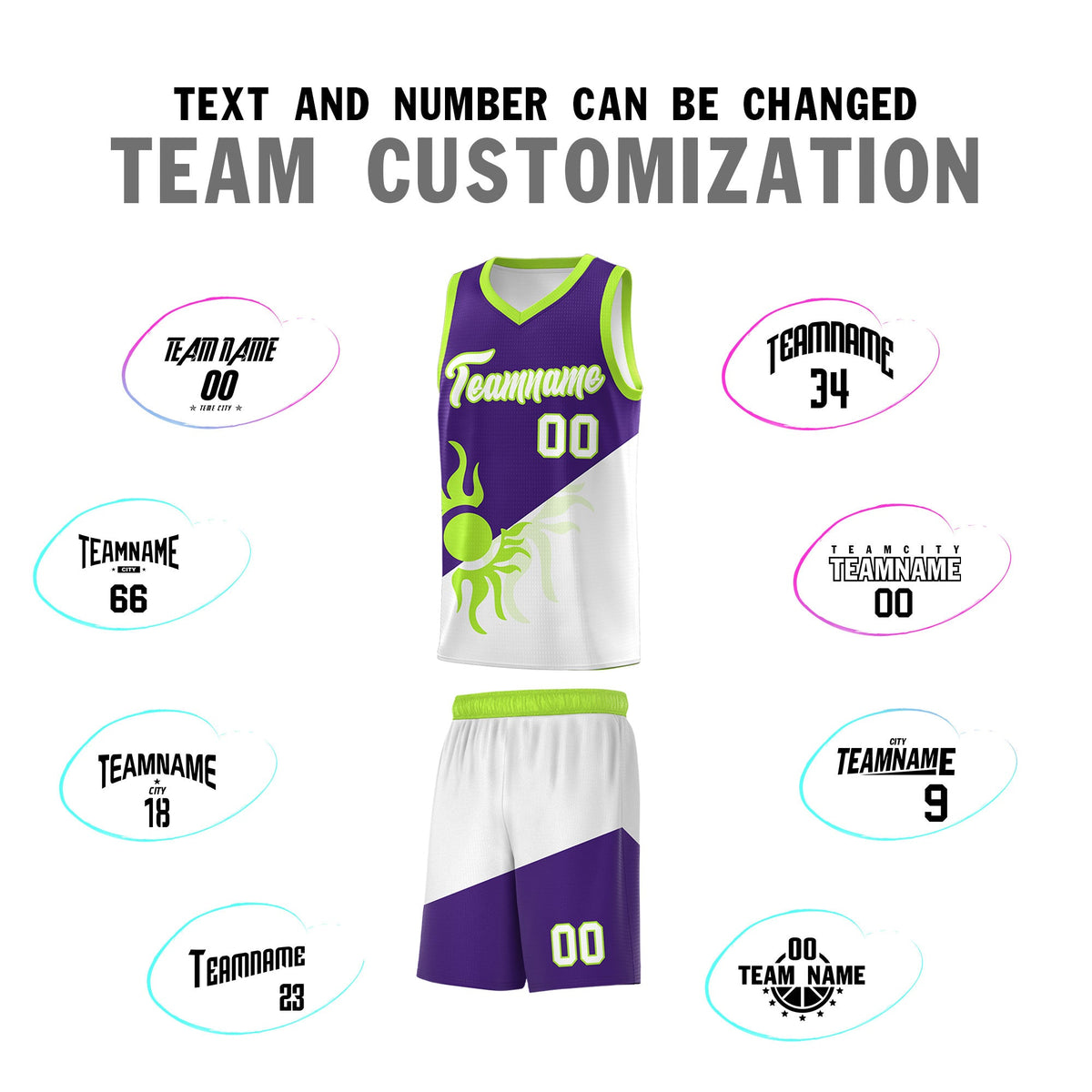 Custom Youth Basketball Jerseys - Purple White Radiant Sun Design Two Tone Uniforms