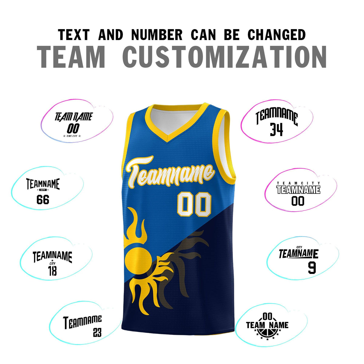 Custom Youth Basketball Jerseys - Royal Navy Sunburst Design Two Tone Uniforms
