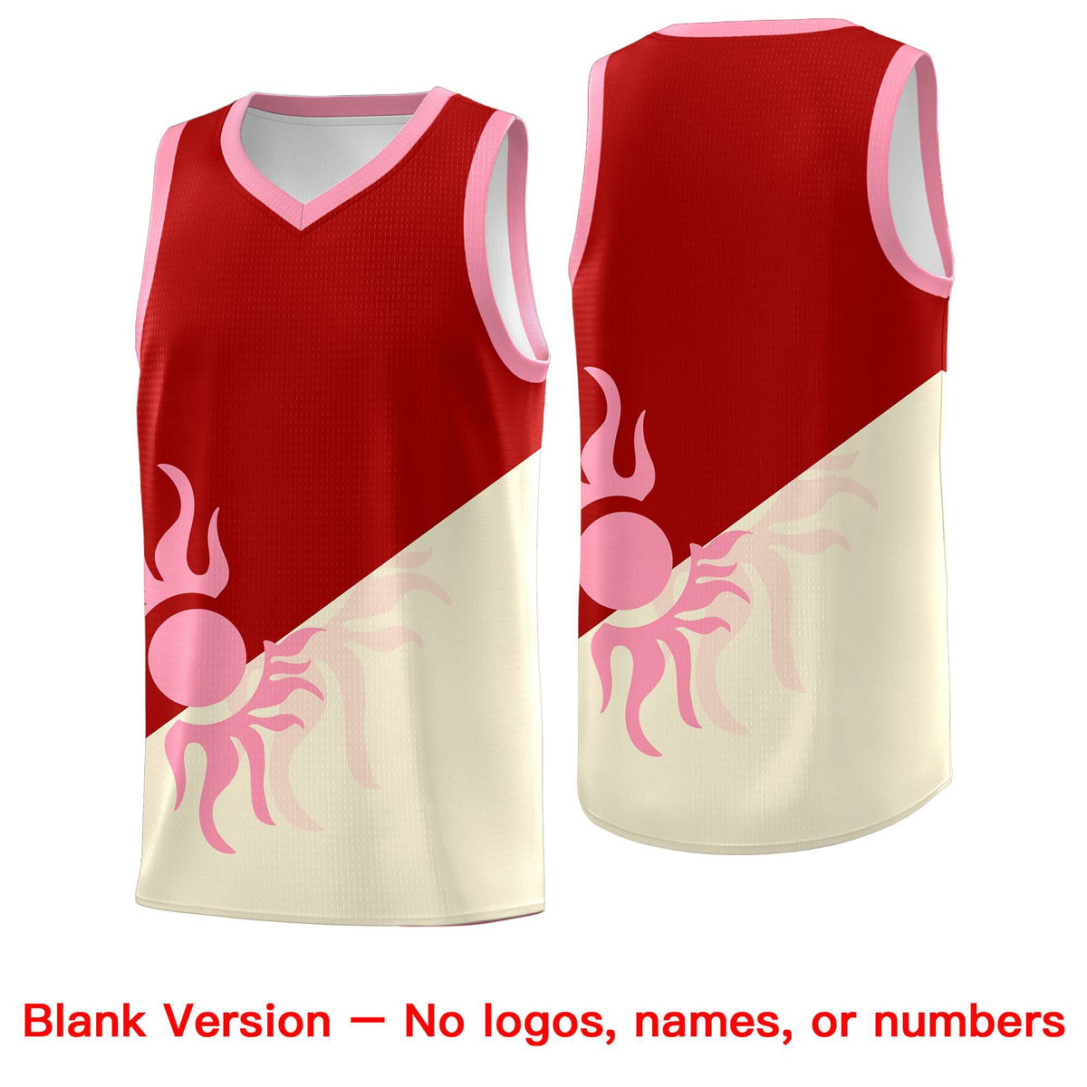 Custom Youth Basketball Jerseys - Red Light Khaki  Radiant Sun Design Two Tone Uniforms