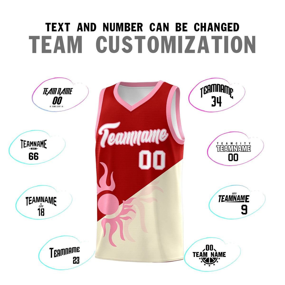 Custom Youth Basketball Jerseys - Red Light Khaki  Radiant Sun Design Two Tone Uniforms