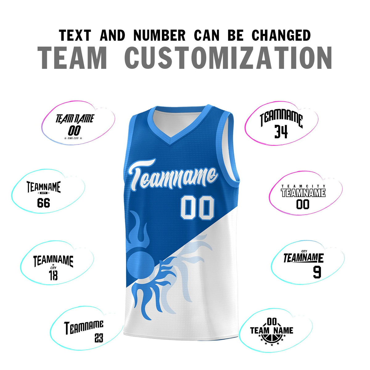 Custom Youth Basketball Jerseys - Royal White Radiant Sun Design Two Tone Uniforms