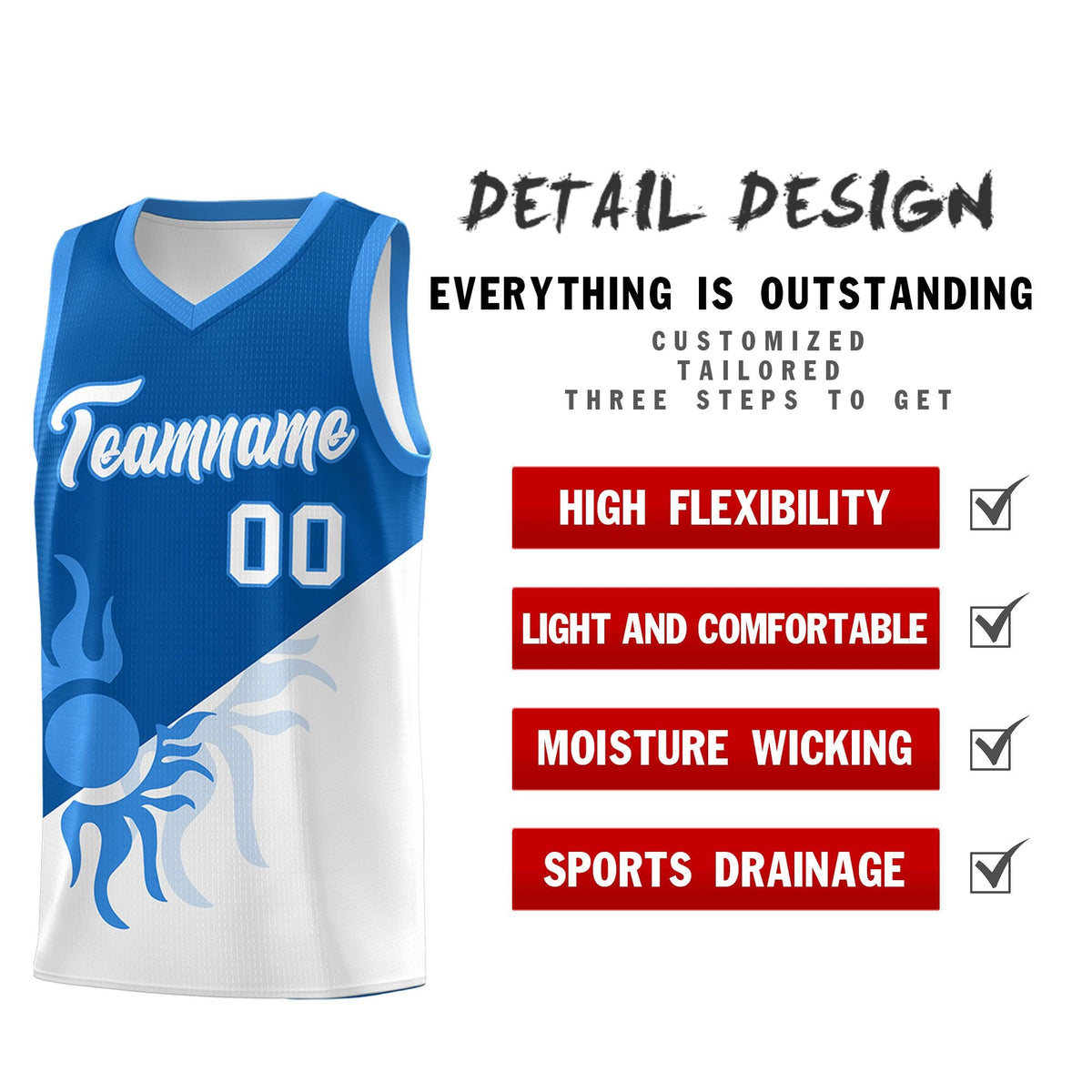 Custom Youth Basketball Jerseys - Royal White Radiant Sun Design Two Tone Uniforms
