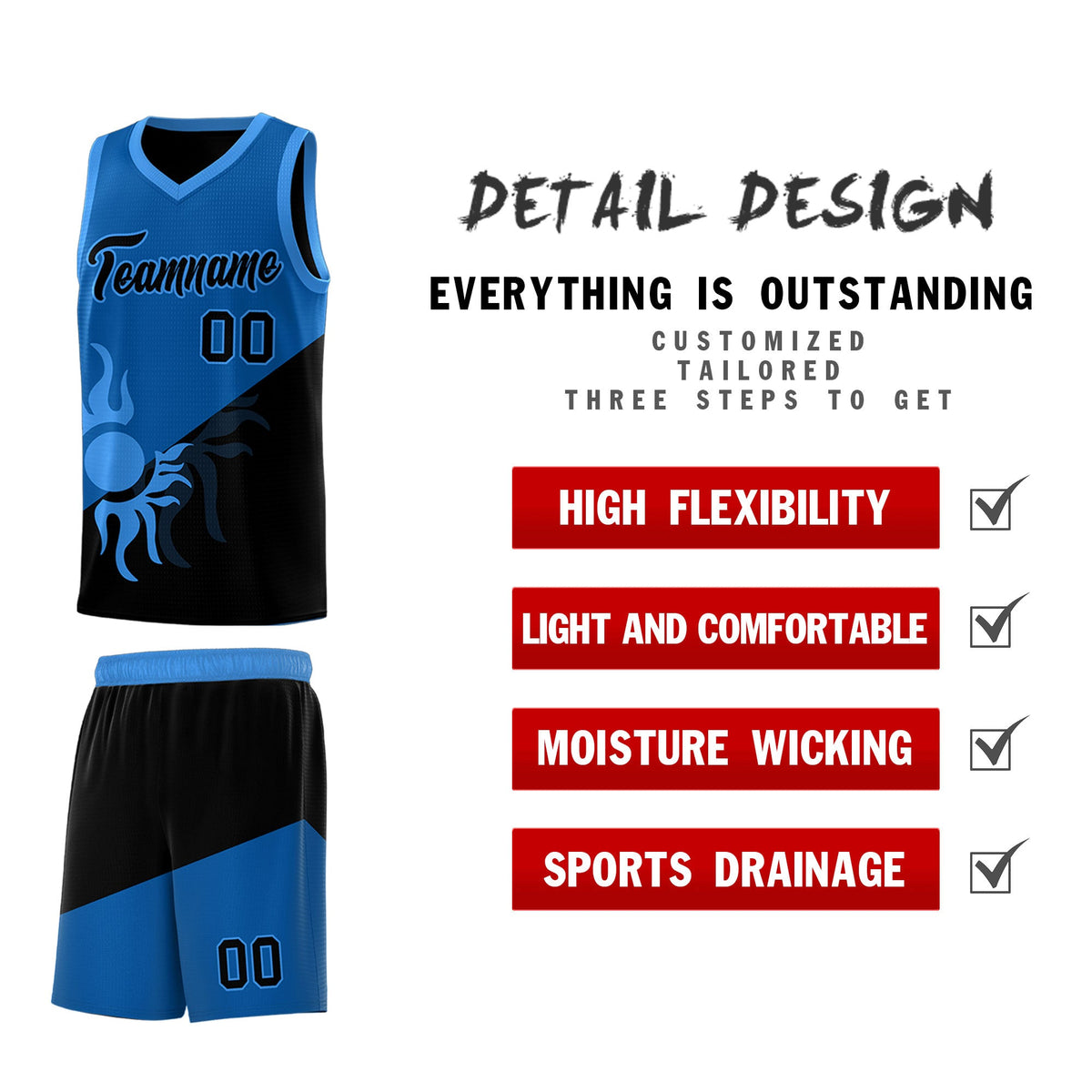 Custom Youth Basketball Jerseys - Royal Black Radiant Sun Design Two Tone Uniforms