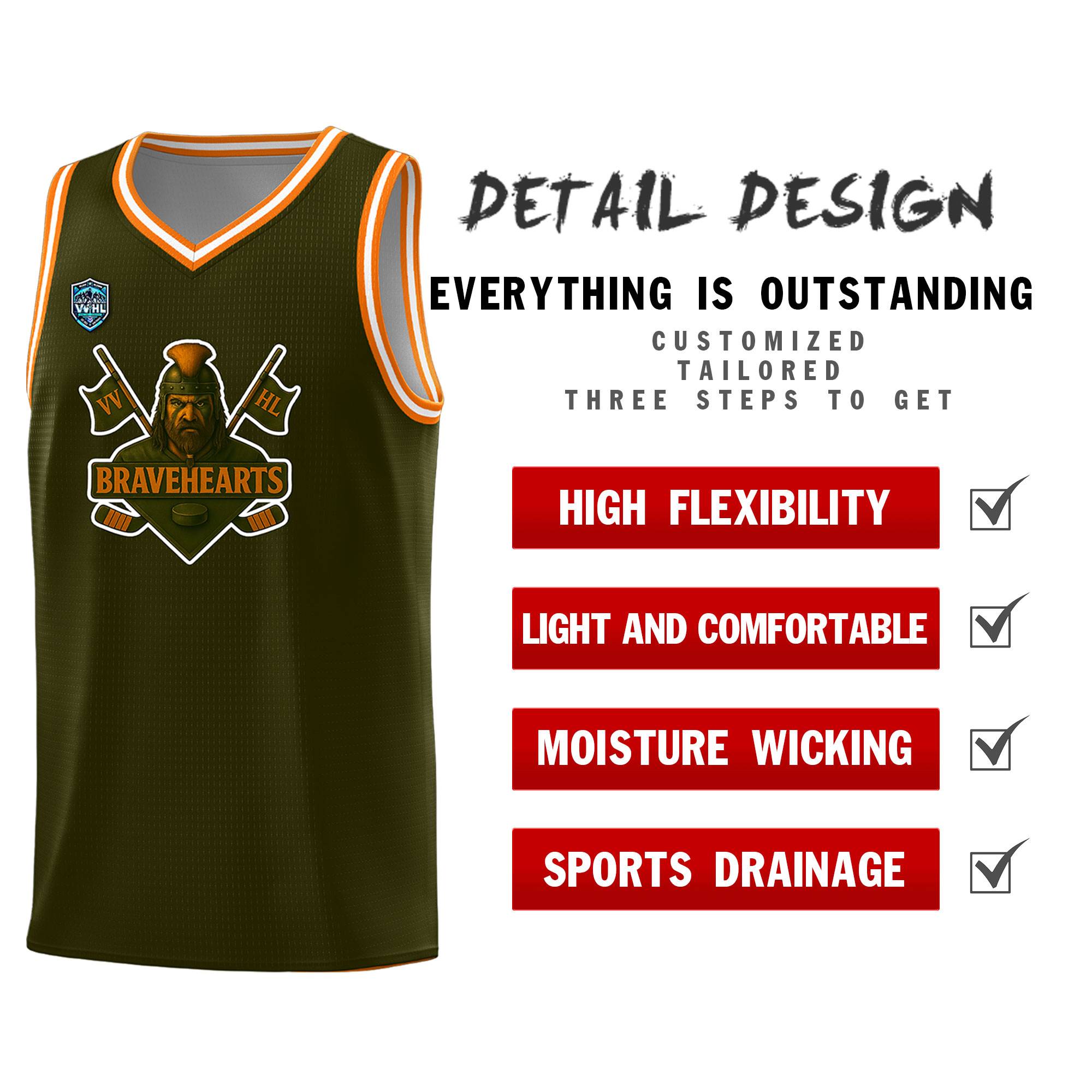 VVHL Olive S7-Bravehearts-1 Tops Basketball Jersey|KXKSHOP