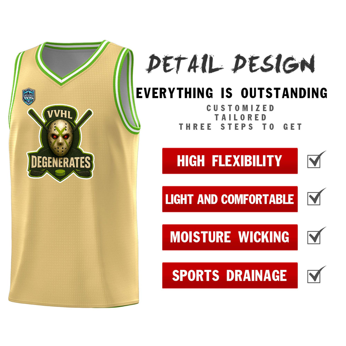 VVHL Khaki S7-Degenerates-1 Tops Basketball Jersey|KXKSHOP