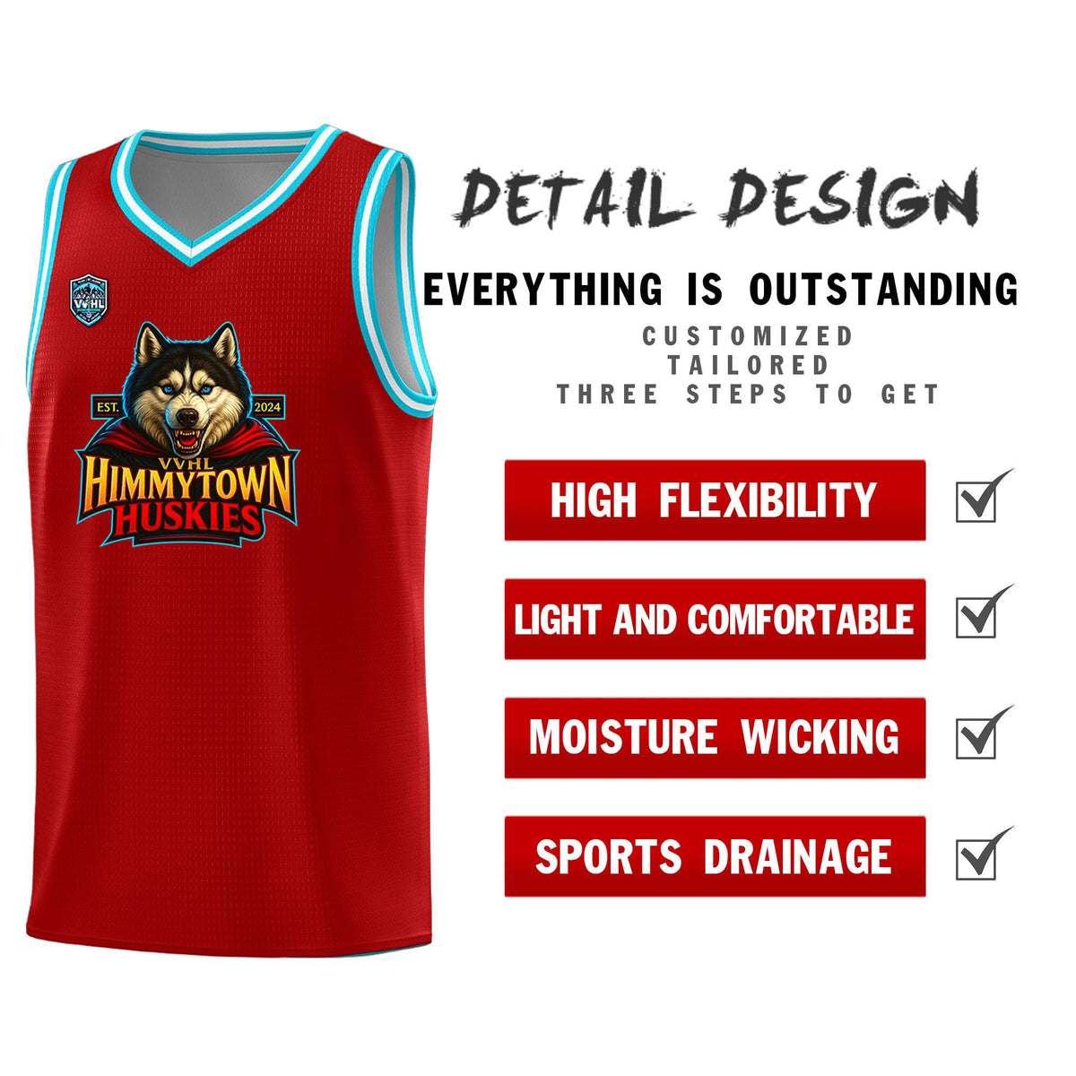 VVHL Red S7-Himmytown-huskies Tops Basketball Jersey|KXKSHOP