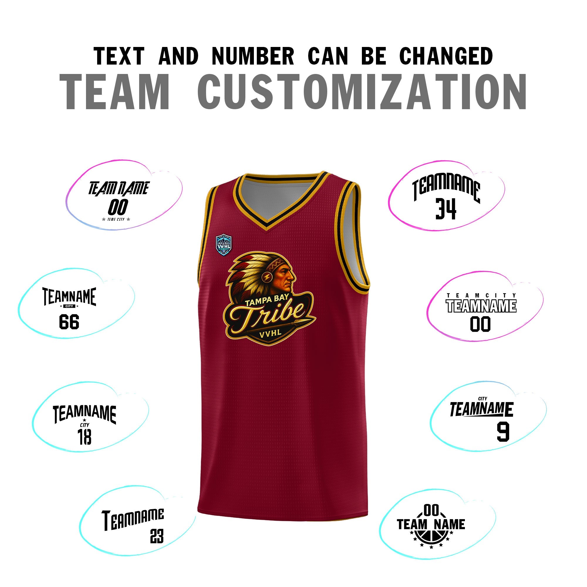 VVHL Crimson S7-Tampa-bay-tribe Tops Basketball Jersey|KXKSHOP