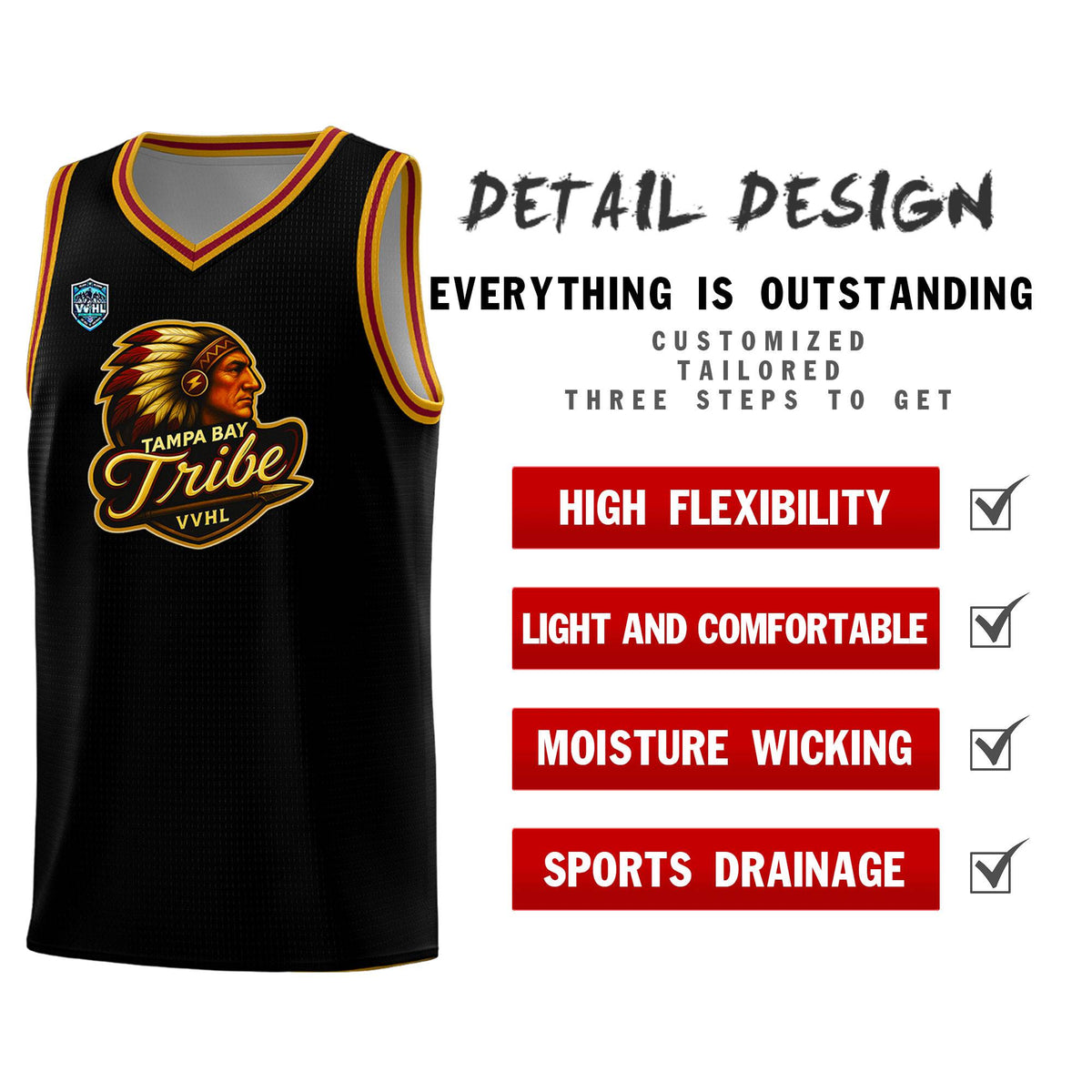 VVHL Black S7-Tampa-bay-tribe-1 Tops Basketball Jersey|KXKSHOP
