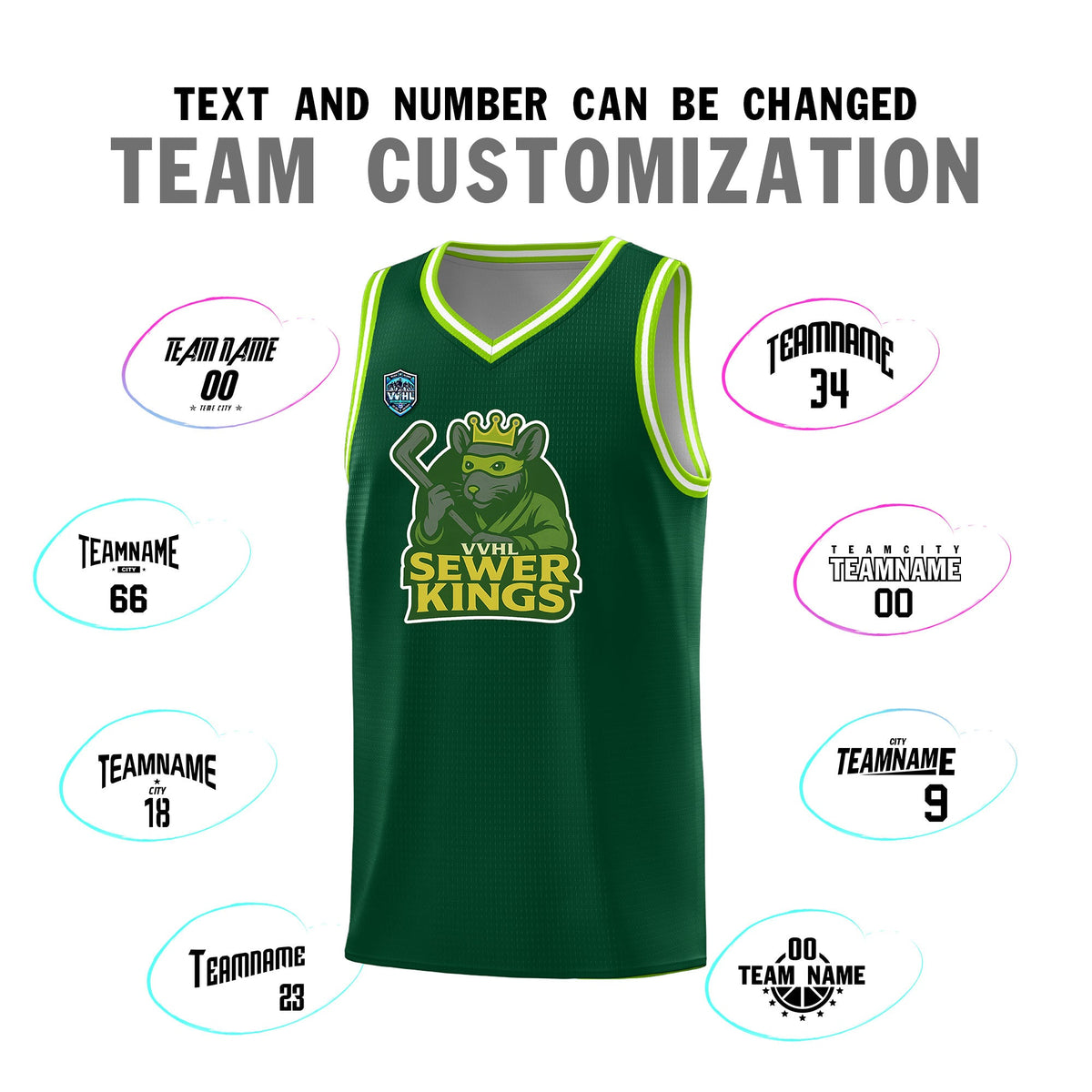 VVHL Green S7-Sewer-Kings-1 Tops Basketball Jersey|KXKSHOP