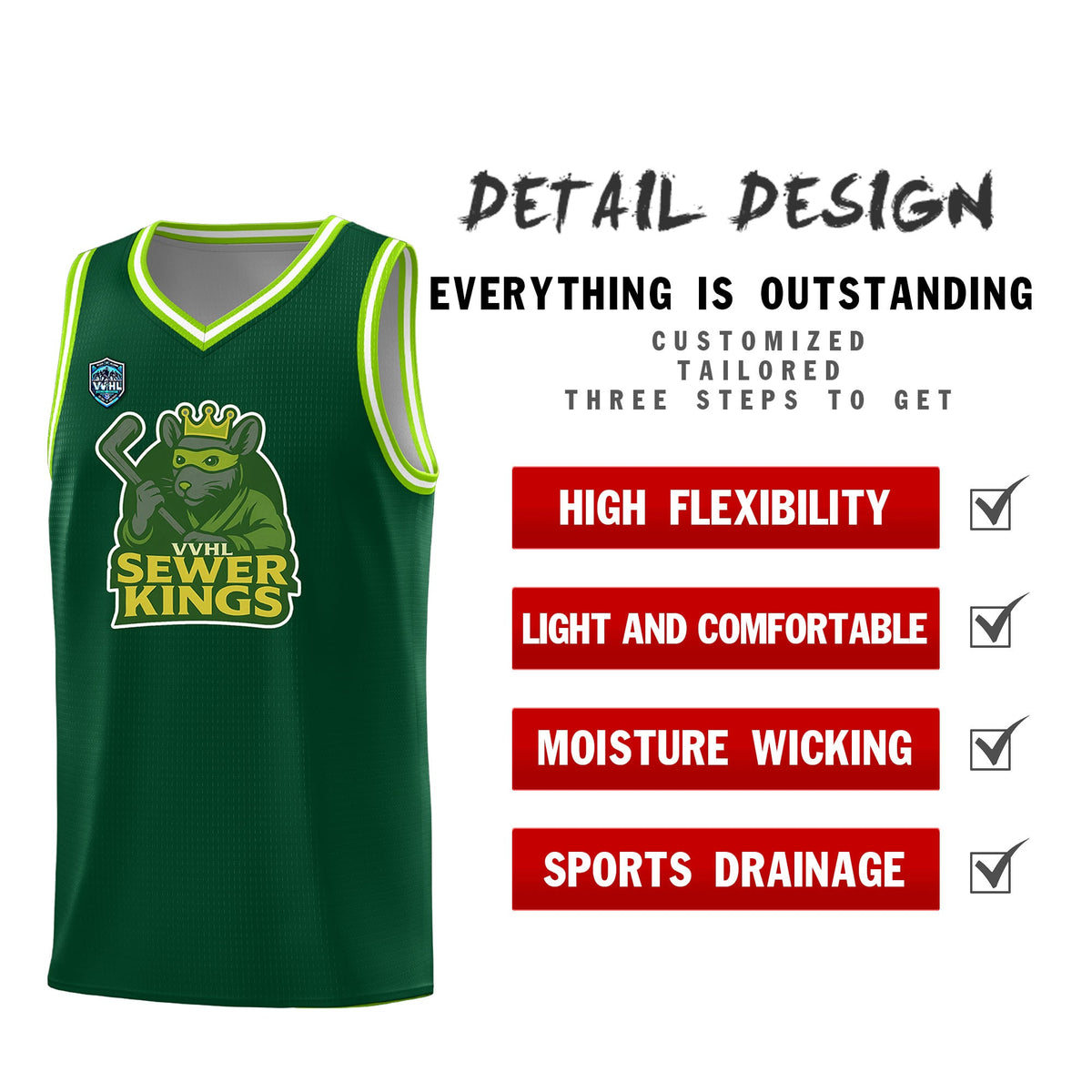 VVHL Green S7-Sewer-Kings-1 Tops Basketball Jersey|KXKSHOP