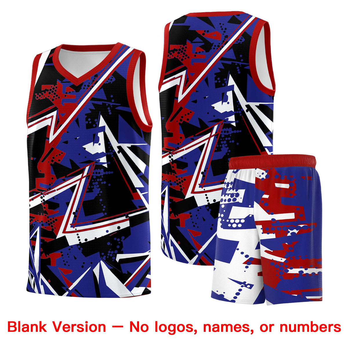 Custom Youth Basketball Jerseys Royal Red Abstract Graffiti Urban Style Personalized Uniform