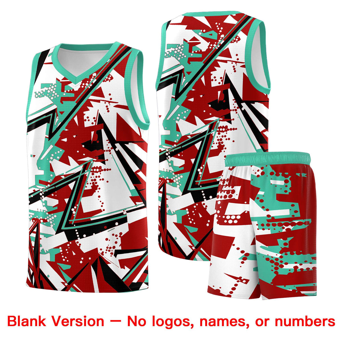 Custom Youth Basketball Jerseys Red Bright Green Abstract Graffiti Personalized Team Name &amp; Number