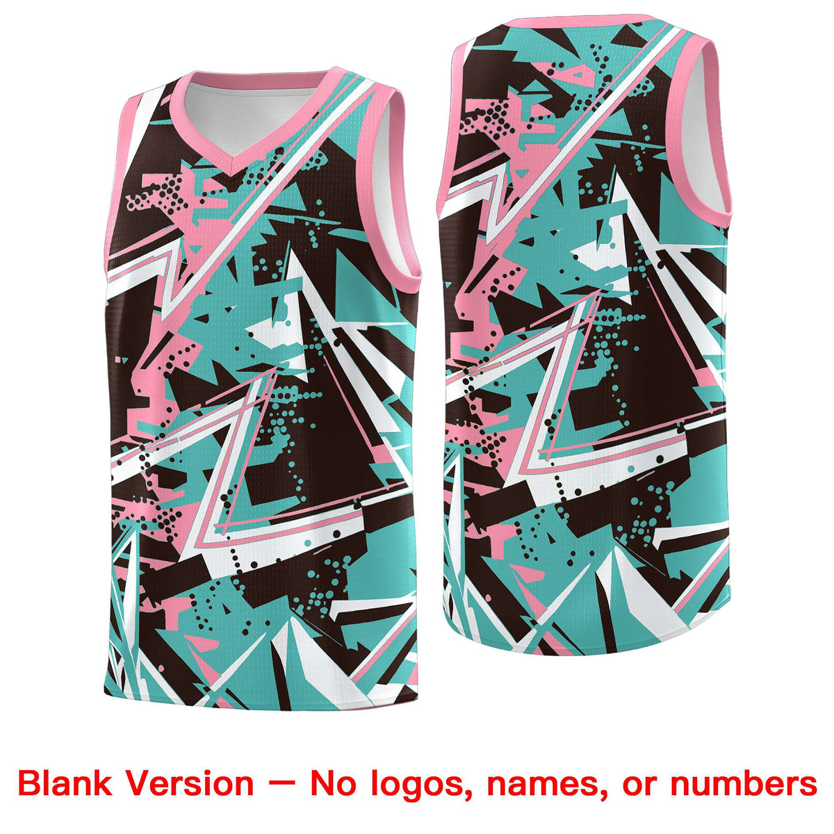 Custom Youth Basketball Jerseys Teal Pink Abstract Graffiti Urban Style Personalized Uniform