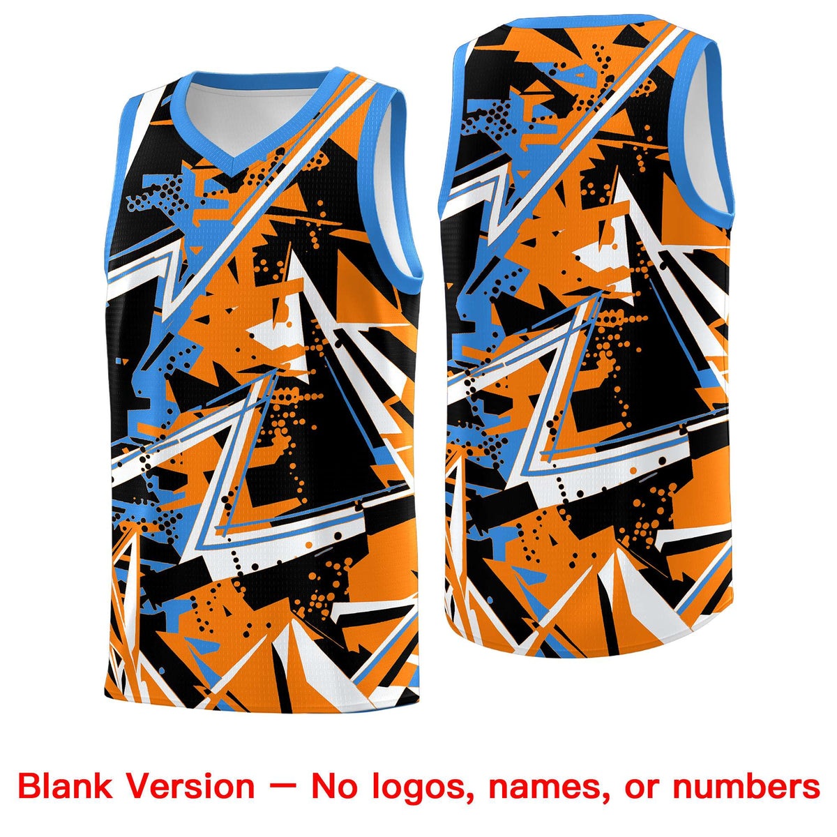 Custom Youth Basketball Jerseys Orange Light Blue Abstract Graffiti Personalized Street Style Uniform
