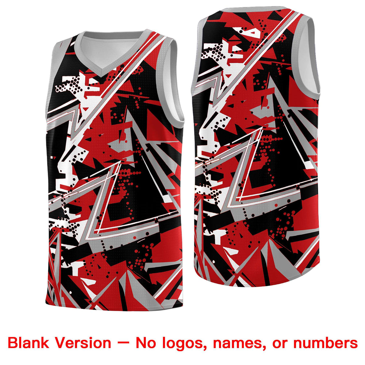 Custom Youth Basketball Jerseys Red Gray Abstract Graffiti Personalized Team Name &amp; Number