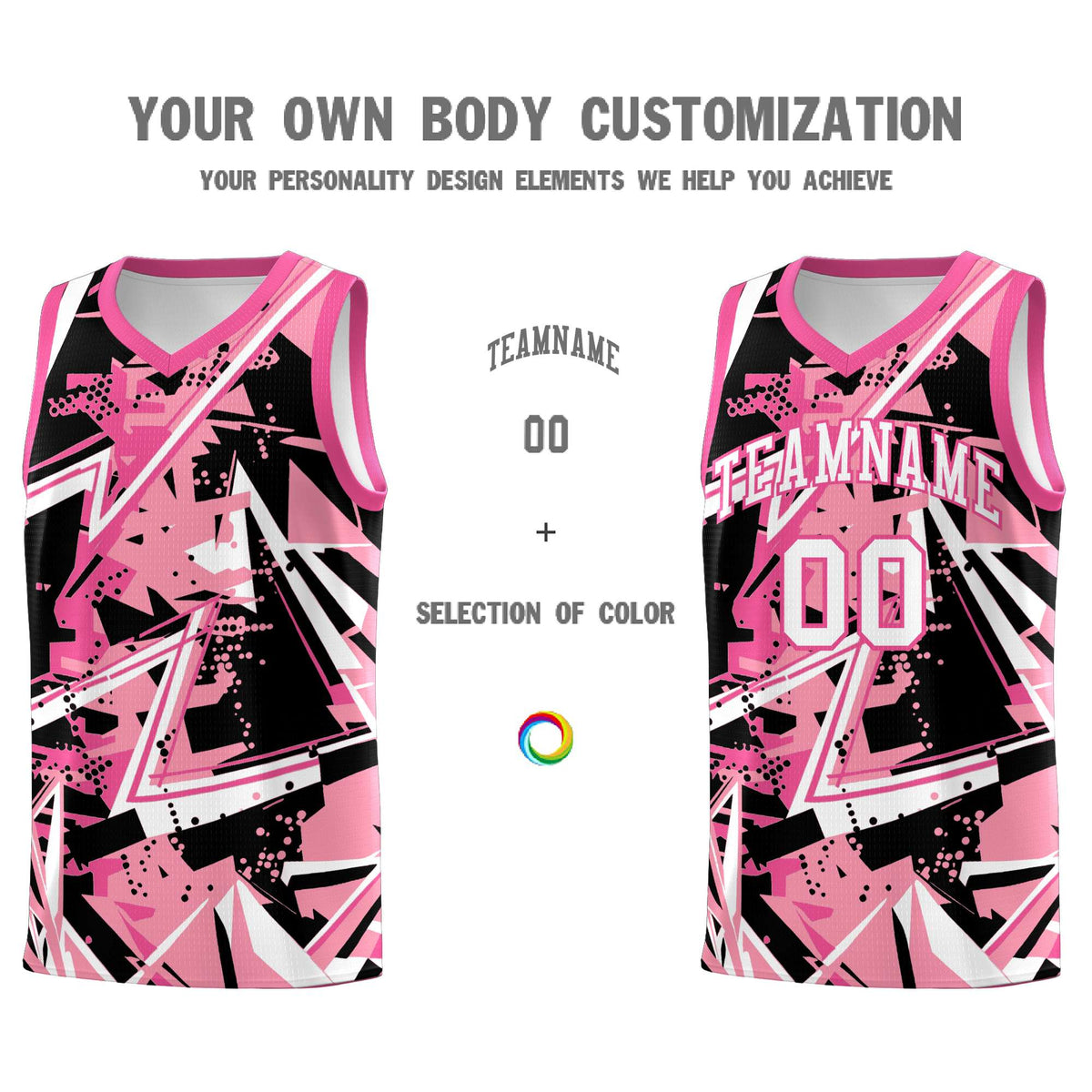 Custom Youth Basketball Jerseys Light Pink Rose Red Abstract Graffiti Personalized Team Name & Number