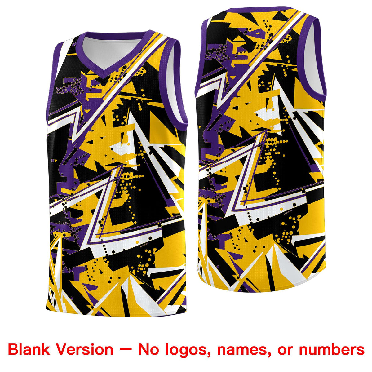 Custom Youth Basketball Jerseys Yellow Purple Abstract Graffiti Personalized Team Name &amp; Number