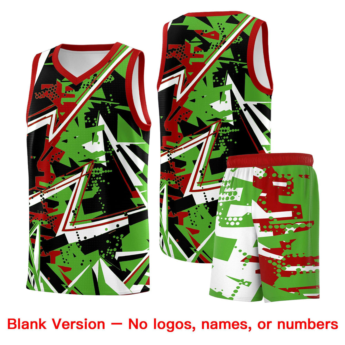 Custom Youth Basketball Jerseys Light Green Red Abstract Graffiti Urban Style Personalized Uniform