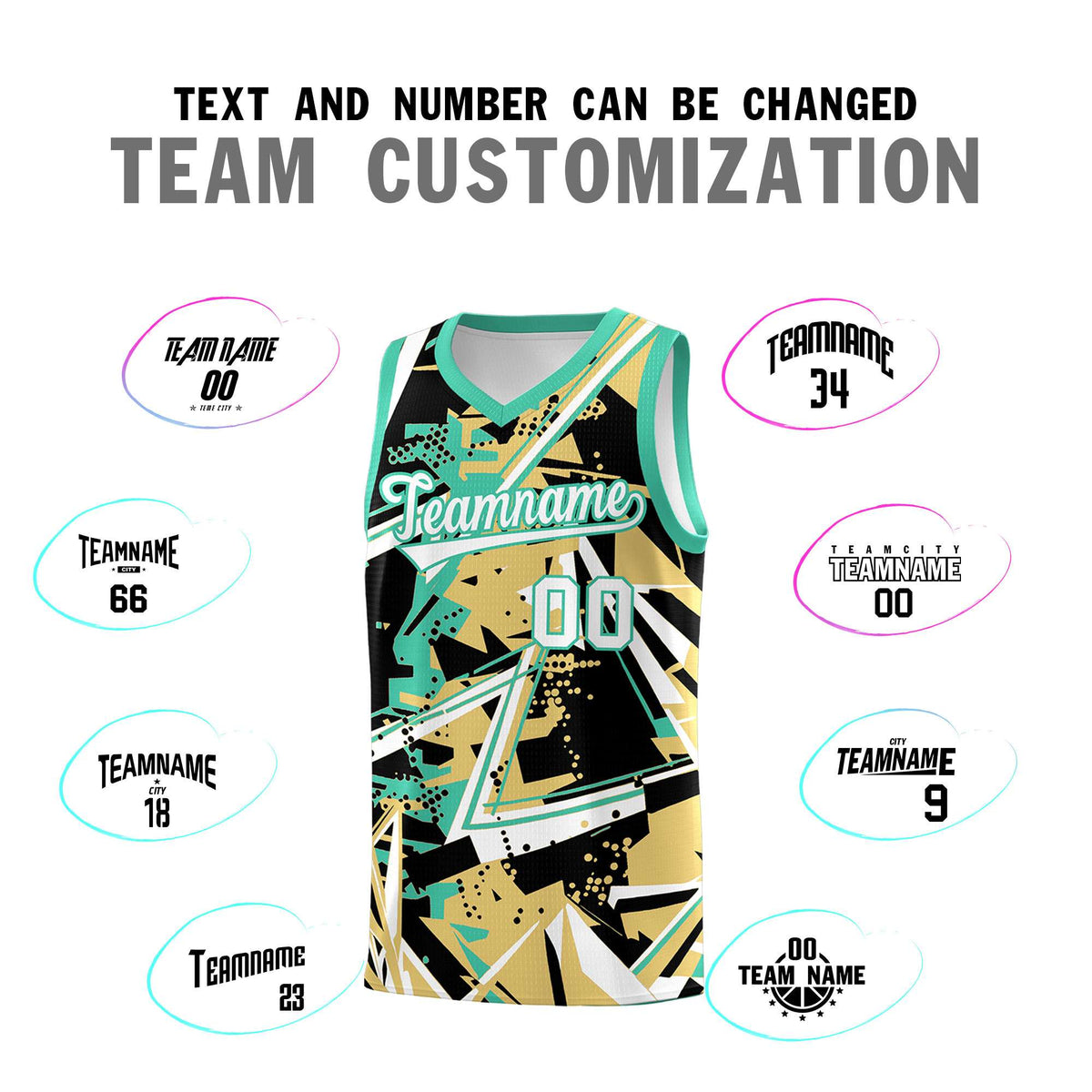 Custom Youth Basketball Jerseys Old Gold Bright Green Abstract Graffiti Personalized Street Style Uniform
