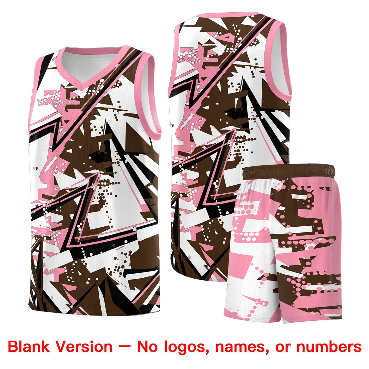Custom Youth Basketball Jerseys Brown Light Pink Abstract Graffiti Urban Style Personalized Uniform