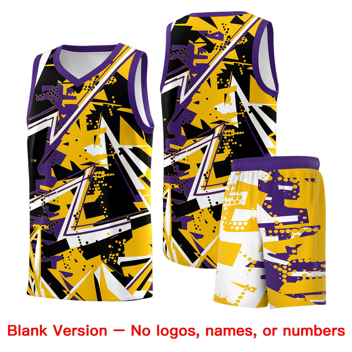 Custom Youth Basketball Jerseys Yellow Purple Abstract Graffiti Personalized Team Name &amp; Number