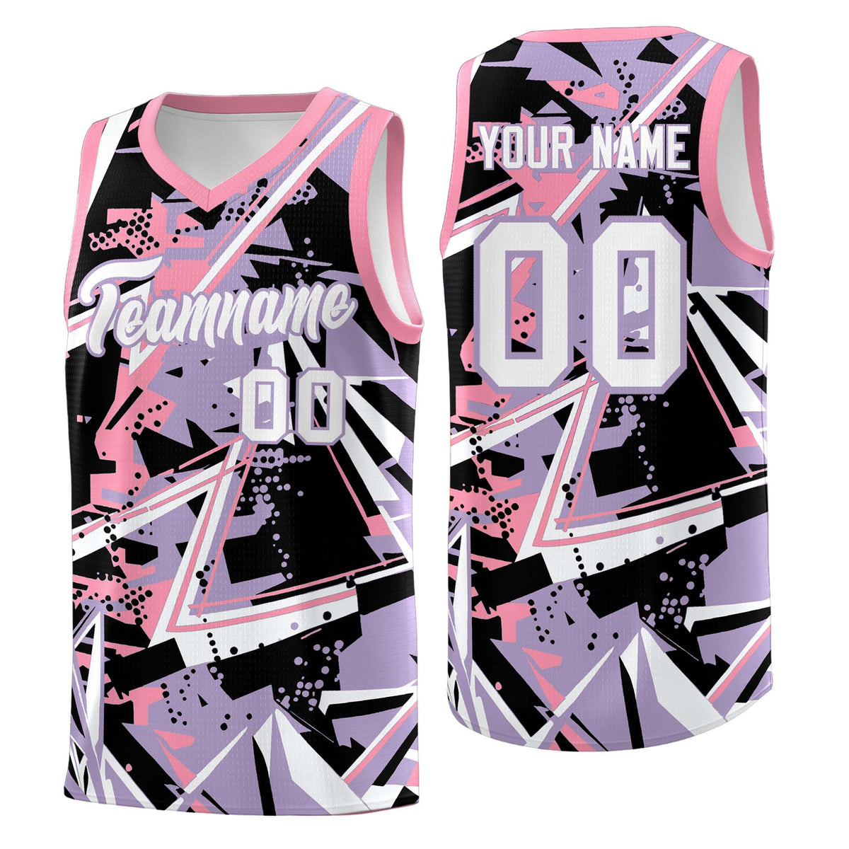 Custom Youth Basketball Jerseys Light Purple Pink Abstract Graffiti Personalized Team Name & Number