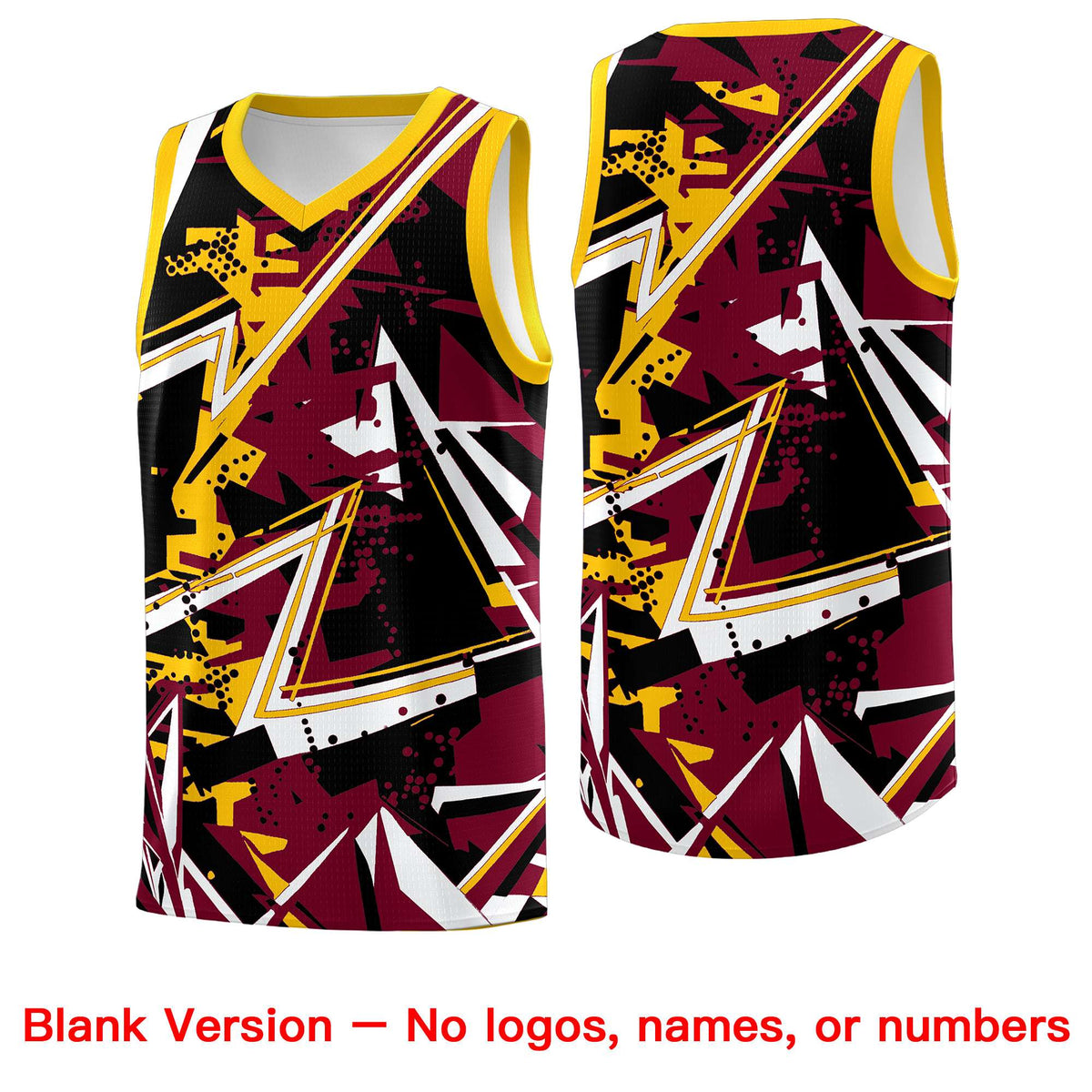 Custom Youth Basketball Jerseys Crimson Yellow Abstract Graffiti Urban Style Personalized Uniform