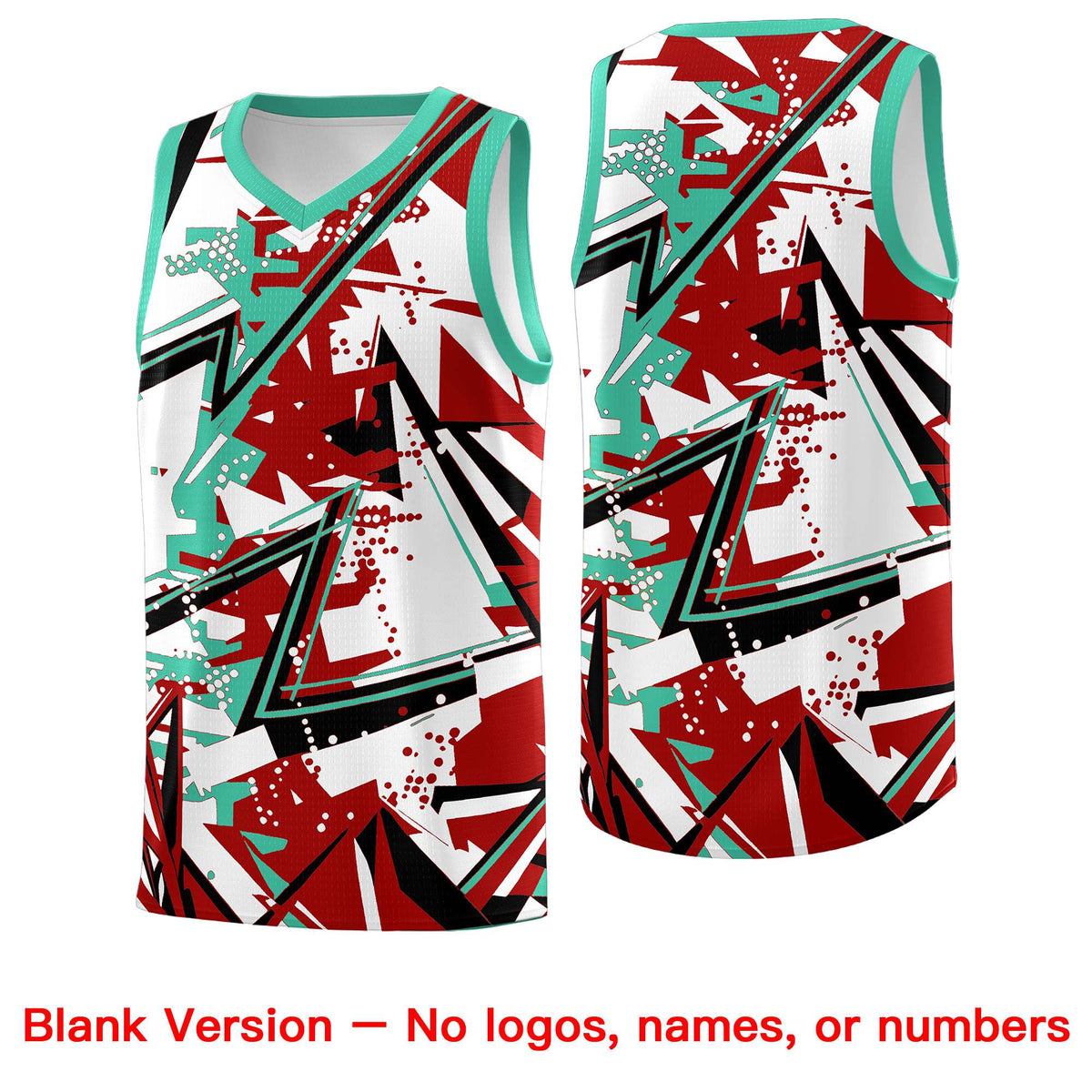 Custom Youth Basketball Jerseys Red Bright Green Abstract Graffiti Personalized Team Name &amp; Number