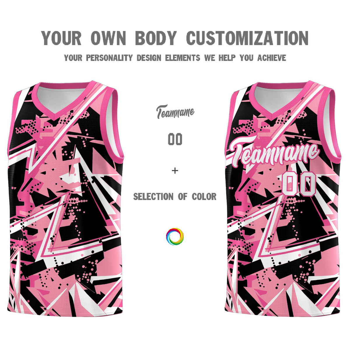 Custom Youth Basketball Jerseys Light Pink Rose Red Abstract Graffiti Personalized Team Name & Number