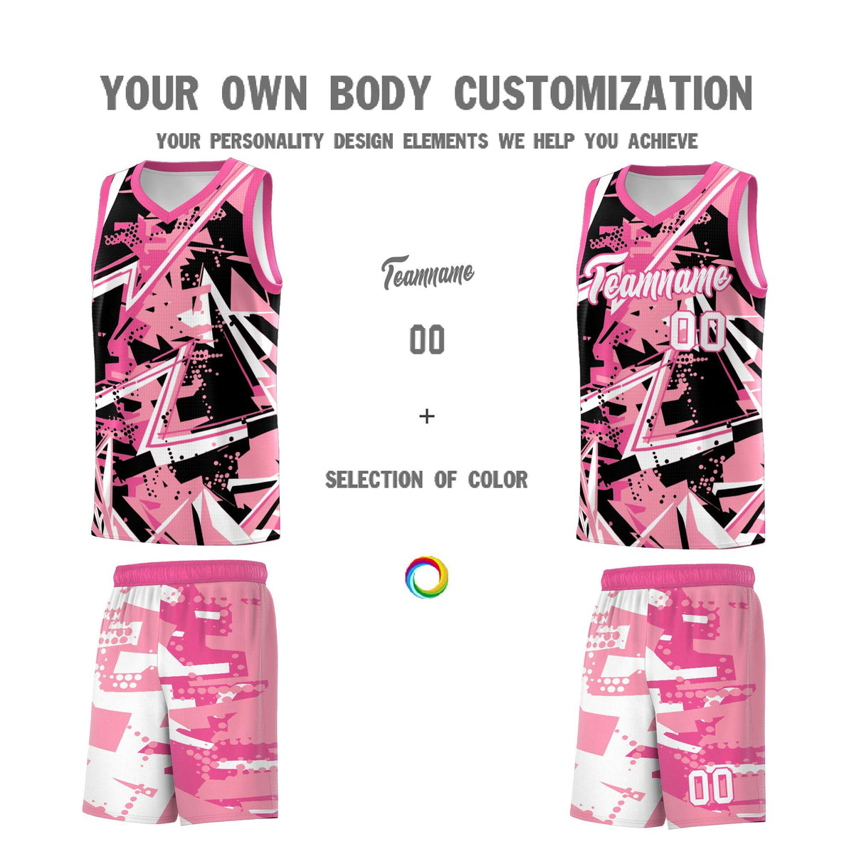 Custom Youth Basketball Jerseys Light Pink Rose Red Abstract Graffiti Personalized Team Name & Number