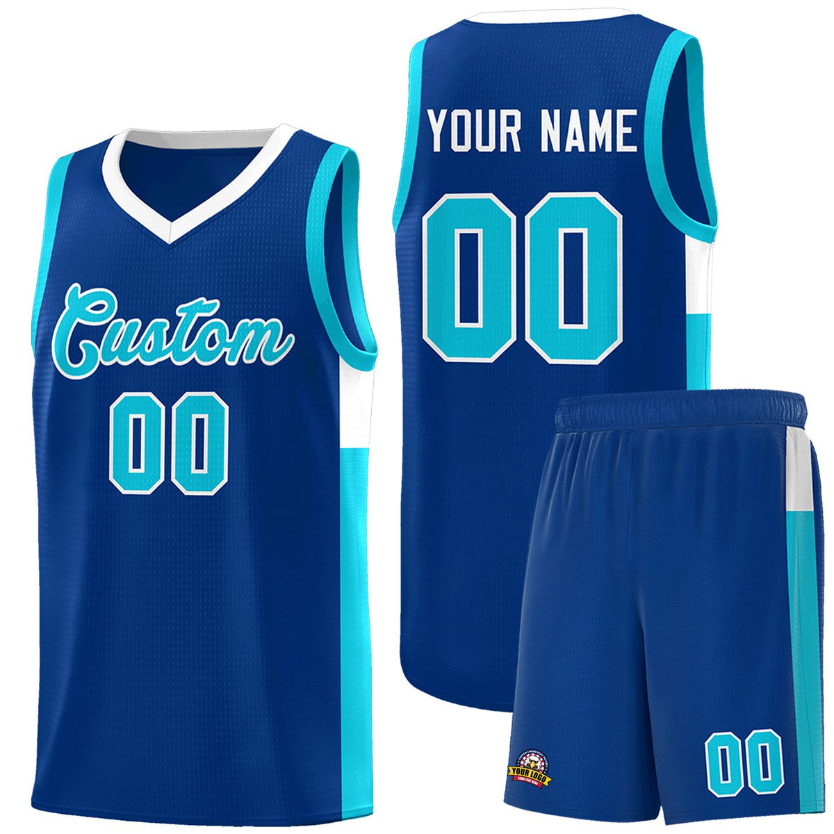 Custom Royal Light Blue-White Side Two-Tone Classic Sports Uniform Basketball Jersey |KXKSHOP