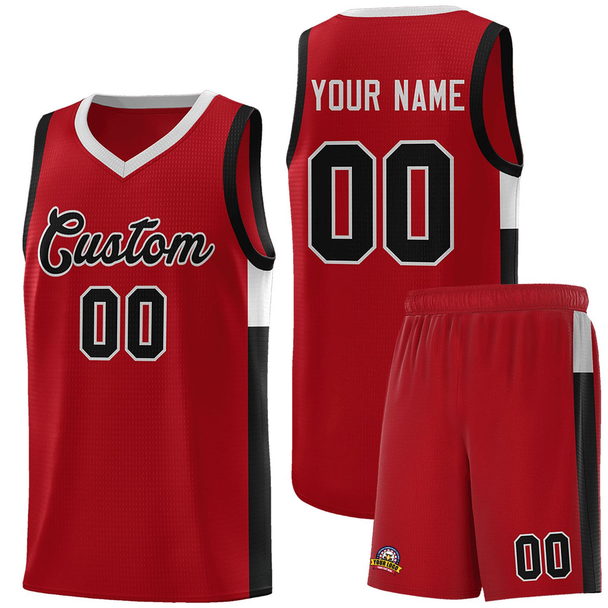 Custom Red Black-Gray Side Two-Tone Classic Sports Uniform Basketball Jersey |KXKSHOP