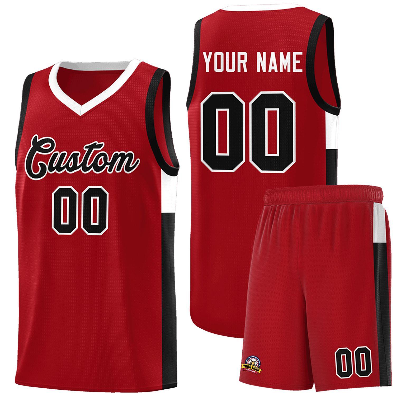 Custom Red Black-White Side Two-Tone Classic Sports Uniform Basketball Jersey |KXKSHOP