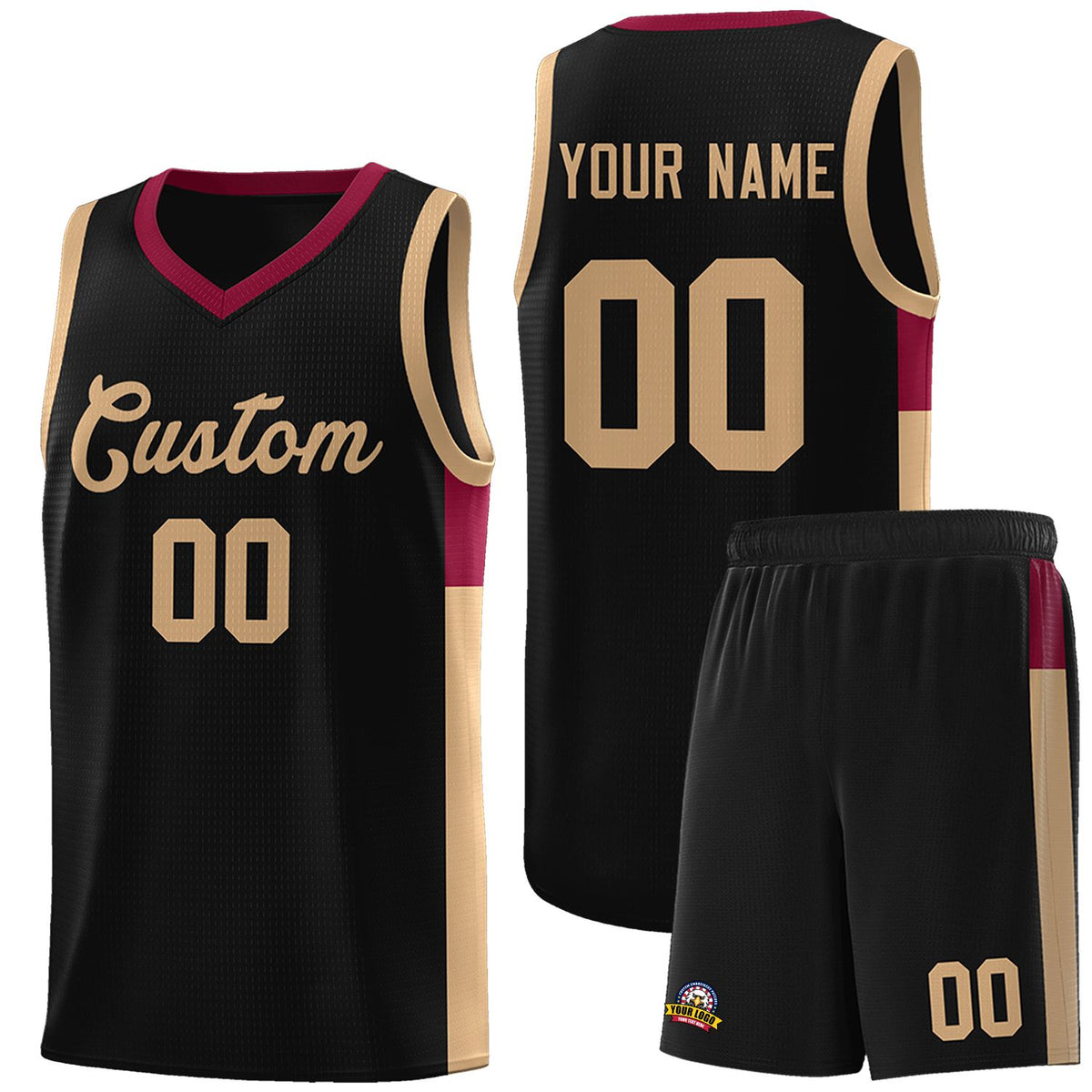 Custom Black Old Gold-Crimson Side Two-Tone Classic Sports Uniform Basketball Jersey |KXKSHOP