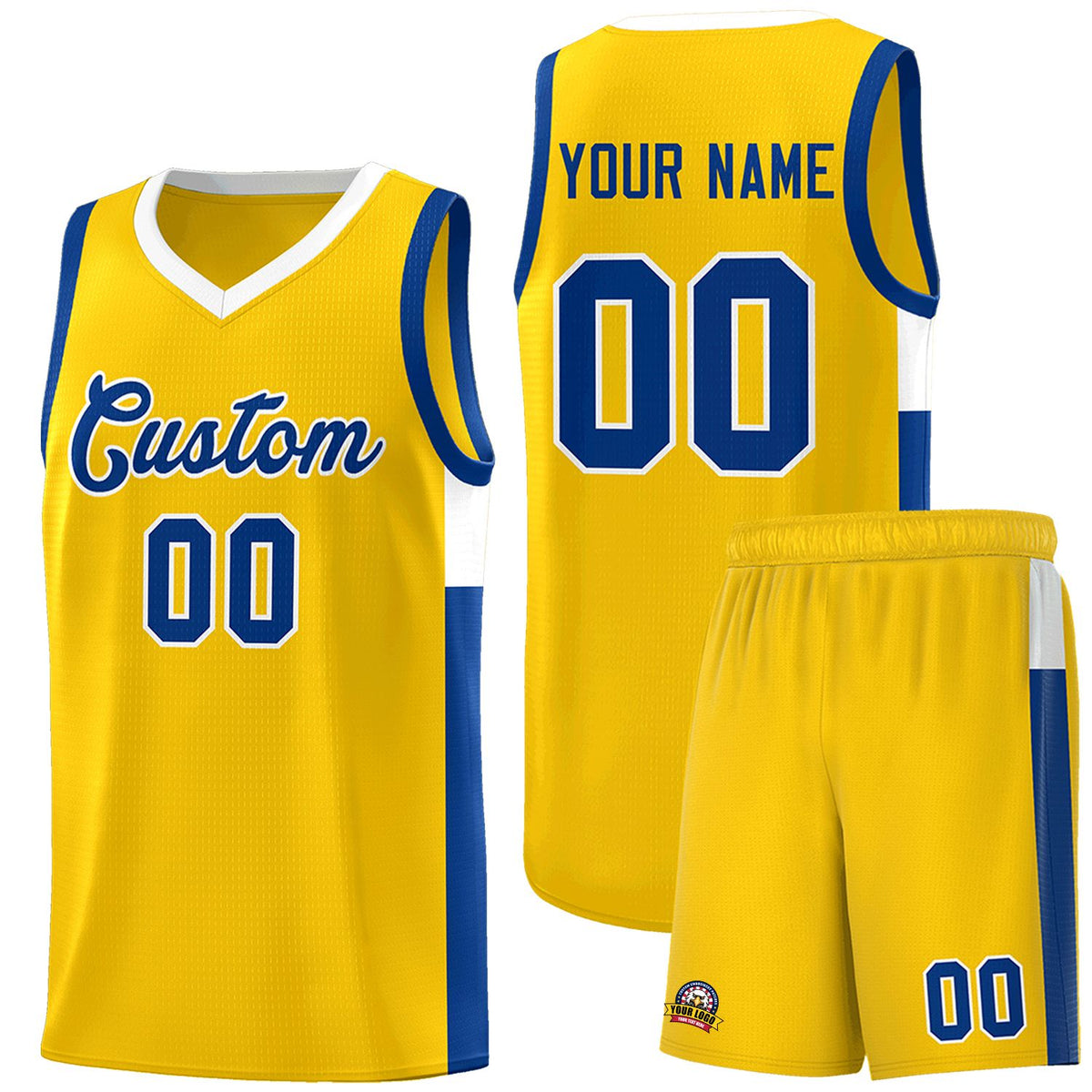 Custom Gold Royal-White Side Two-Tone Classic Sports Uniform Basketball Jersey |KXKSHOP