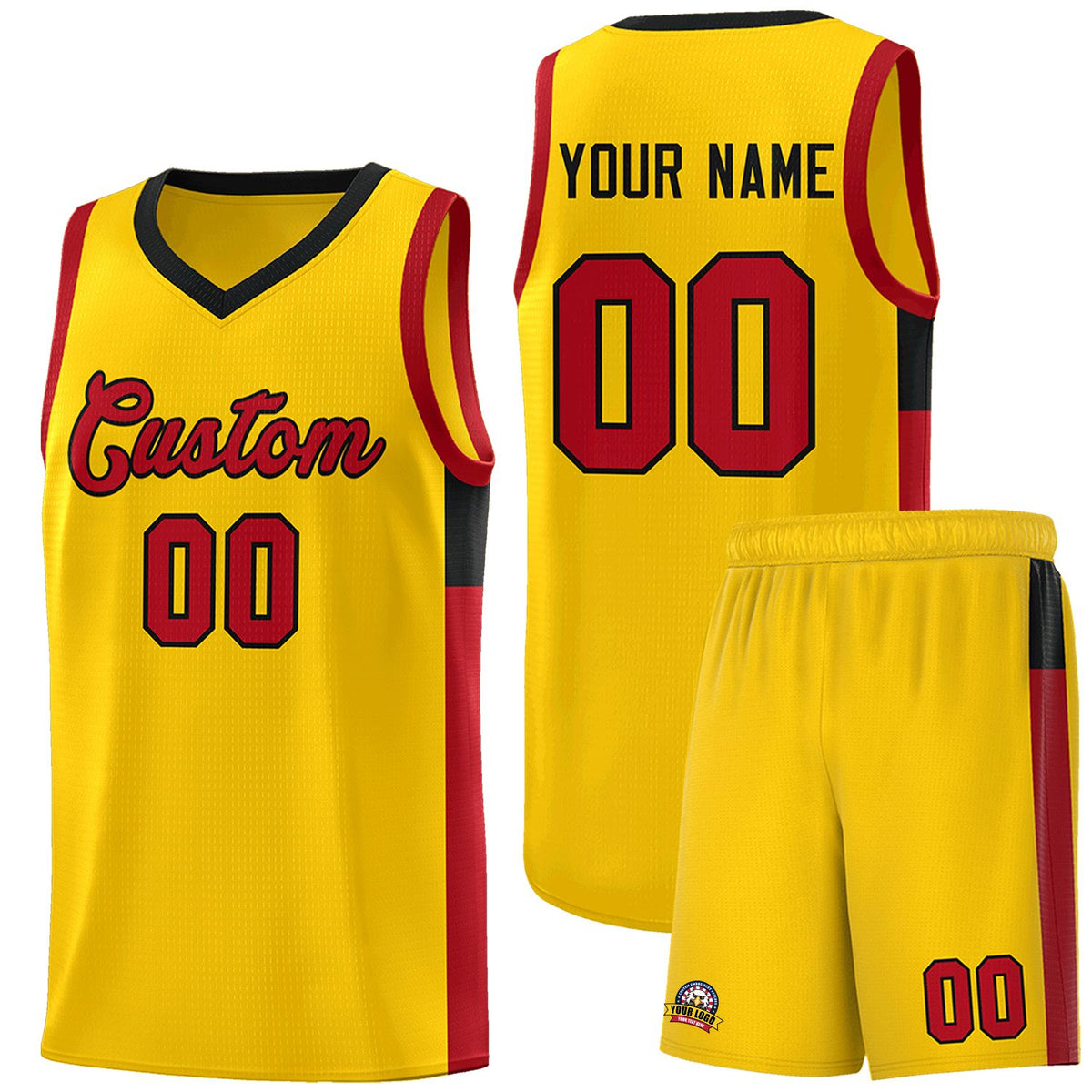 Custom Gold Red-Black Side Two-Tone Classic Sports Uniform Basketball Jersey |KXKSHOP