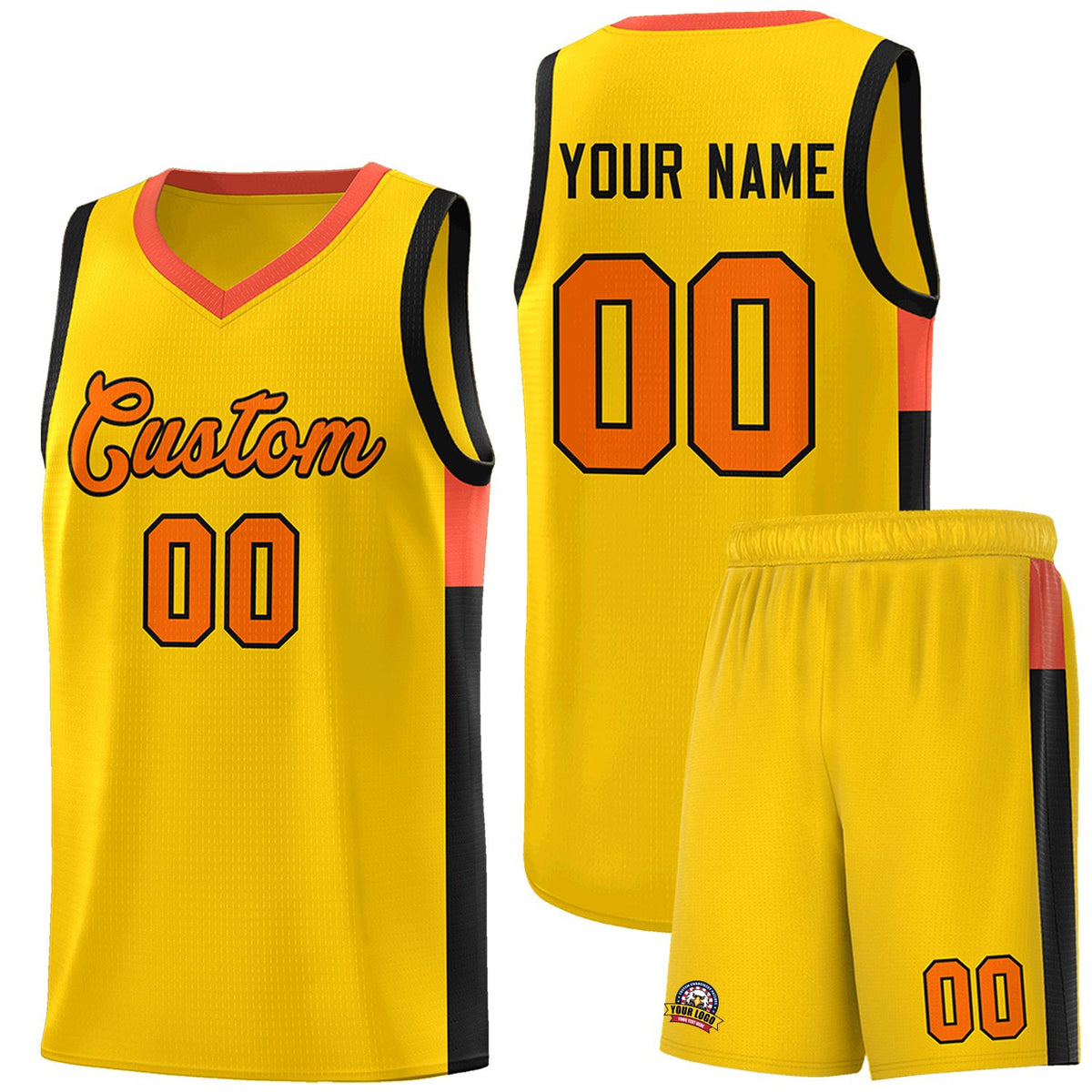 Custom Gold Orange-Black Side Two-Tone Classic Sports Uniform Basketball Jersey |KXKSHOP