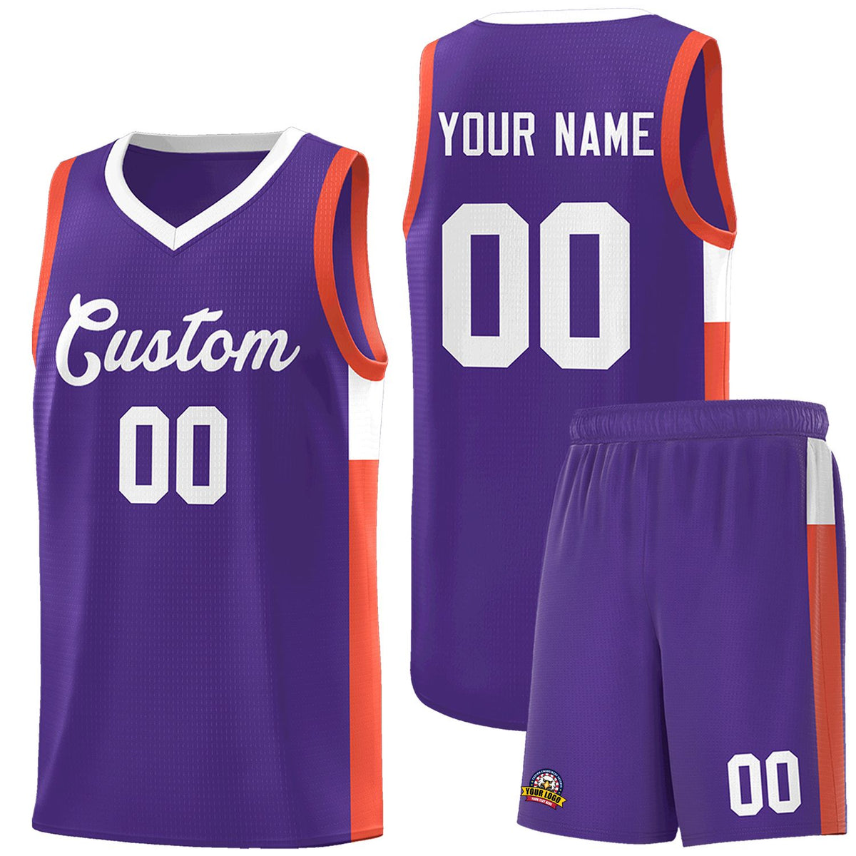 Custom Purple White-Orange Side Two-Tone Classic Sports Uniform Basketball Jersey |KXKSHOP