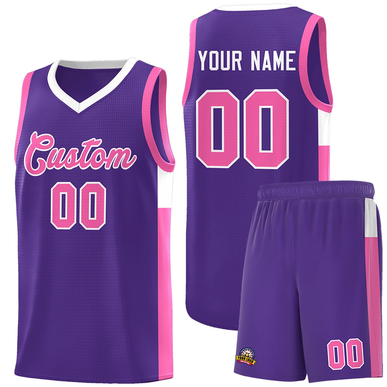 Custom Purple Pink-White Side Two-Tone Classic Sports Uniform Basketball Jersey |KXKSHOP