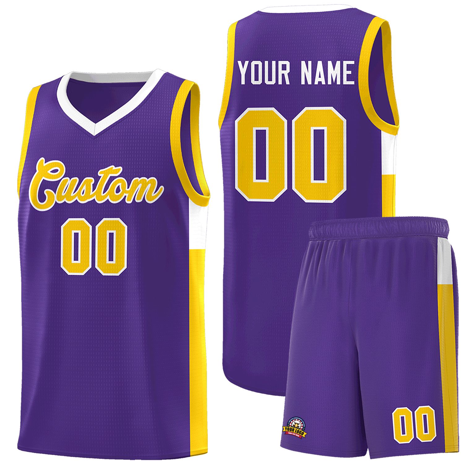 Custom Purple Gold-White Side Two-Tone Classic Sports Uniform Basketball Jersey |KXKSHOP