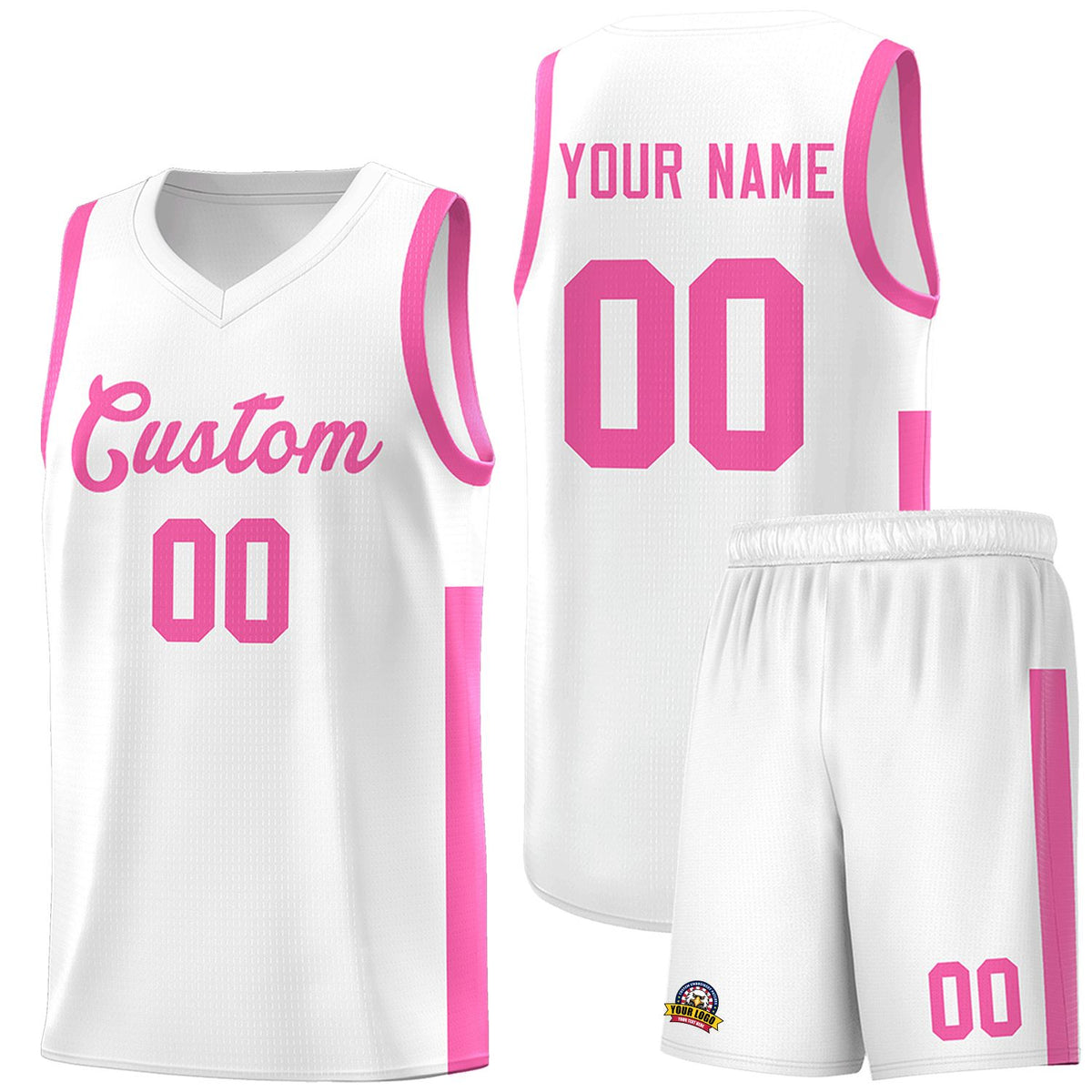 Custom White Pink Side Two-Tone Classic Sports Uniform Basketball Jersey |KXKSHOP