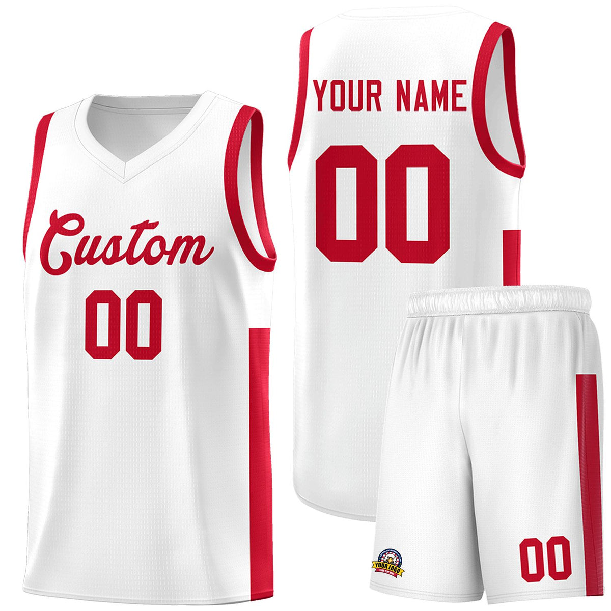 Custom White Red Side Two-Tone Classic Sports Uniform Basketball Jersey |KXKSHOP