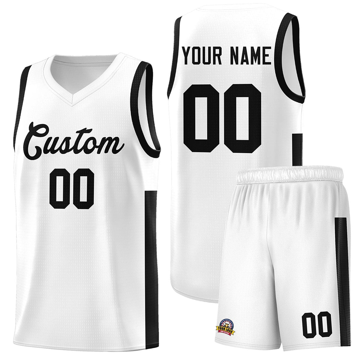 Custom White Black Side Two-Tone Classic Sports Uniform Basketball Jersey |KXKSHOP